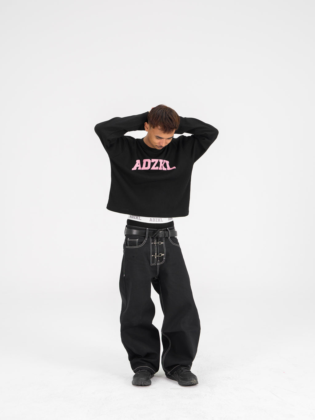 Basic Waffle Tee Black