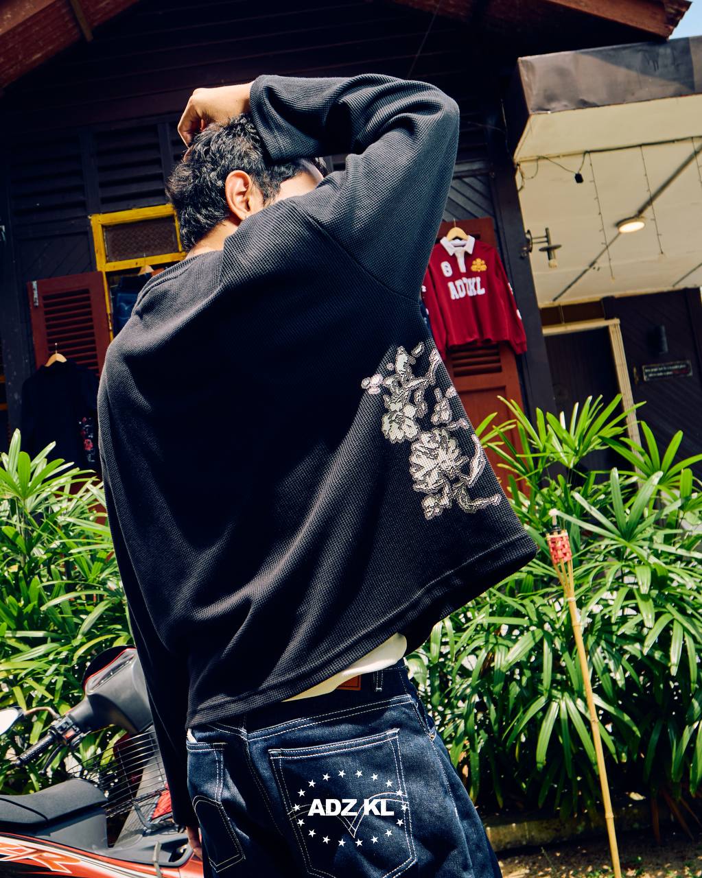 FLORAL WAFFLE L/S TEE
